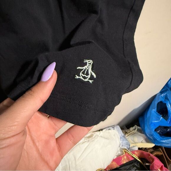 Original Penguin 100% Cotton Black V-Neck Tee- Size Large - Picture 5 of 5